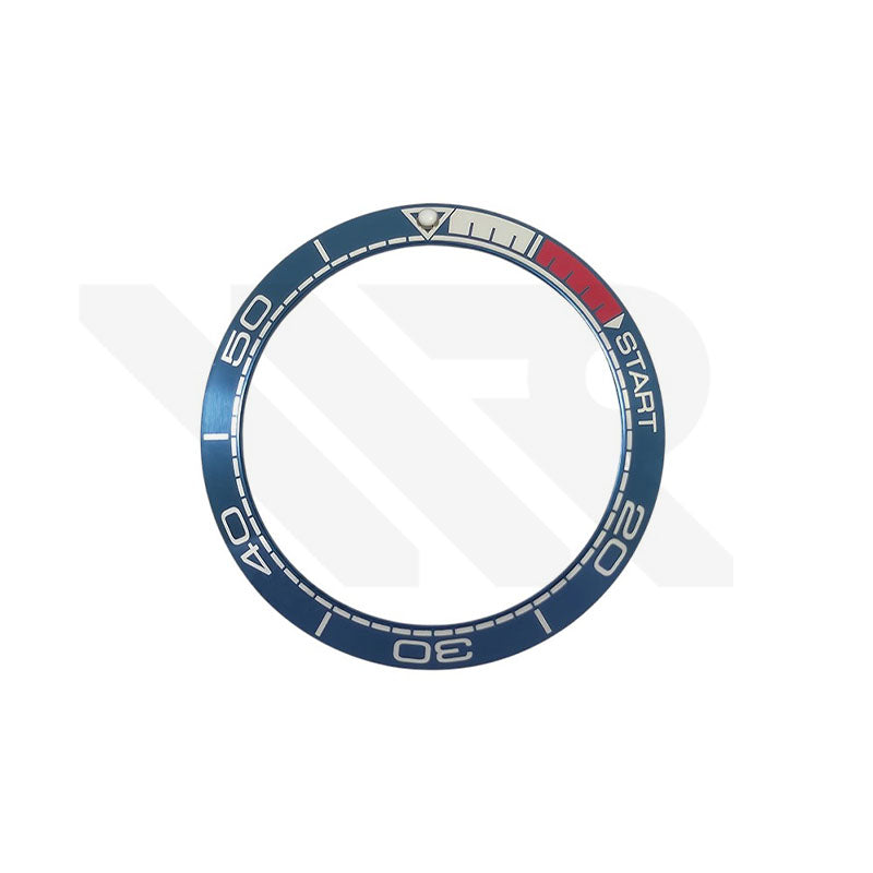 Ceramic Bezel Insert Compatible with Omega Seamaster Planet Ocean: Blue Red White / Silver