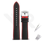 Nylon Silicone Diver Strap for Seiko 5 Street Fighter Prospex Series - Black Red