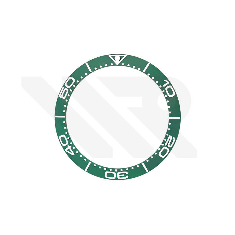 Green Ceramic Sloped 38mm Bezel Insert for Omega Seamaster: Green-White