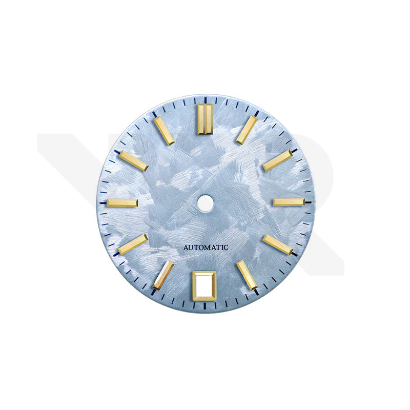 GS Shunbun Style Icy Blue Dial for Seiko Mod: Gold GS Style Indices with 6h Date Window