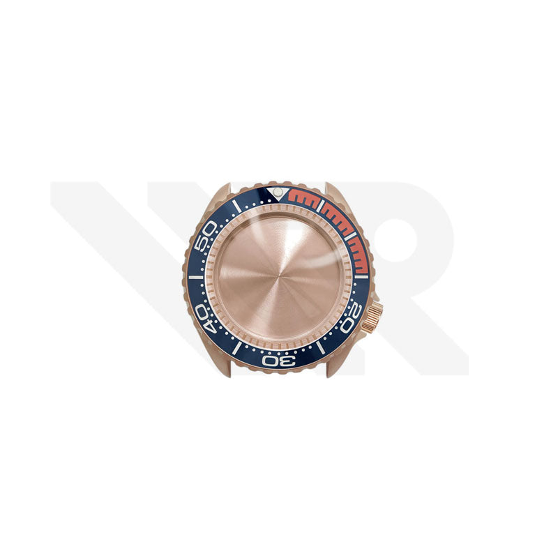 Sandblasted Rose Gold SKX Case Set for Seiko Mod: Navy Orange Seamaster Planet Ocean Style