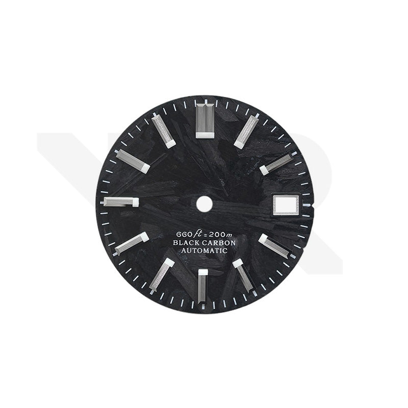 Carbon Fiber Dial for Seiko Mod - GS Style Silver Indices