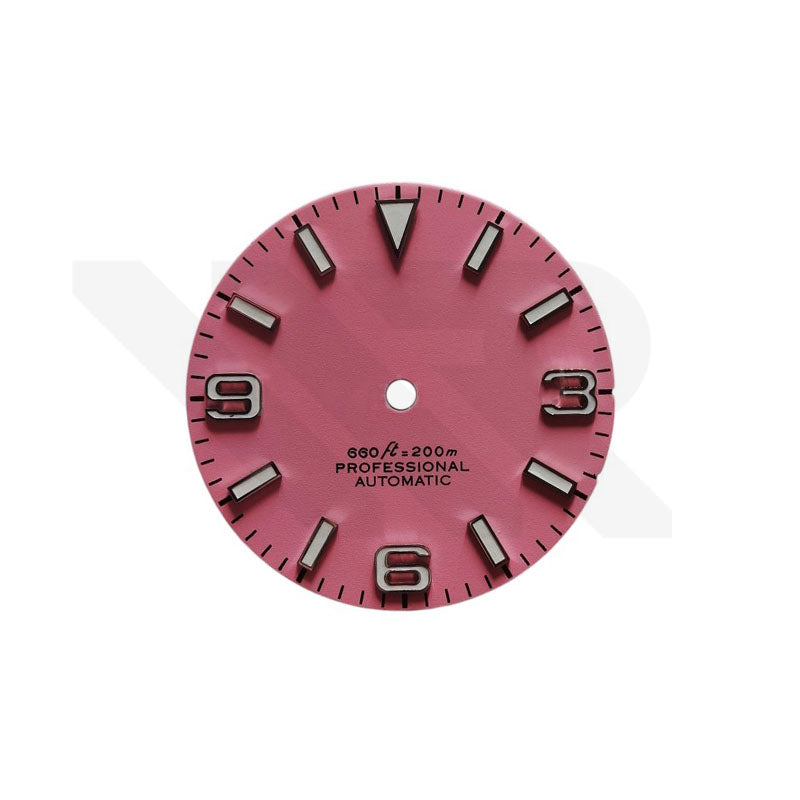 Seiko Field Watch Zifferblatt: Mattes Rosa mit silbernen 369 Indizes