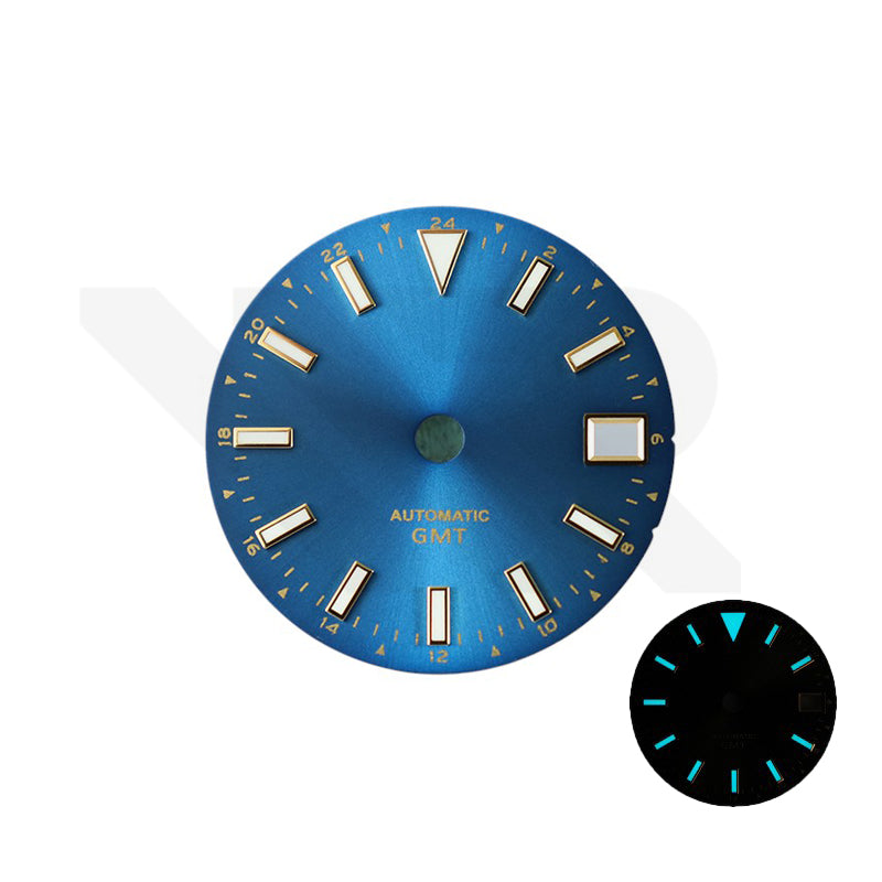 GMT NH34 Sunburst-Zifferblatt für Seiko Mod: Pfauenblau