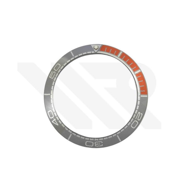 Ceramic Bezel Insert Compatible with Omega Seamaster Planet Ocean: Gray Orange / Silver