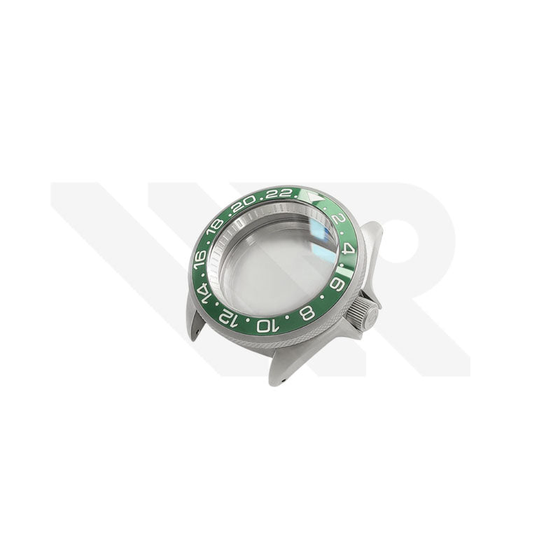 Sandblasted Silver SKX 3 O'clock Case Set for Seiko Mod: Green GMT Master Style
