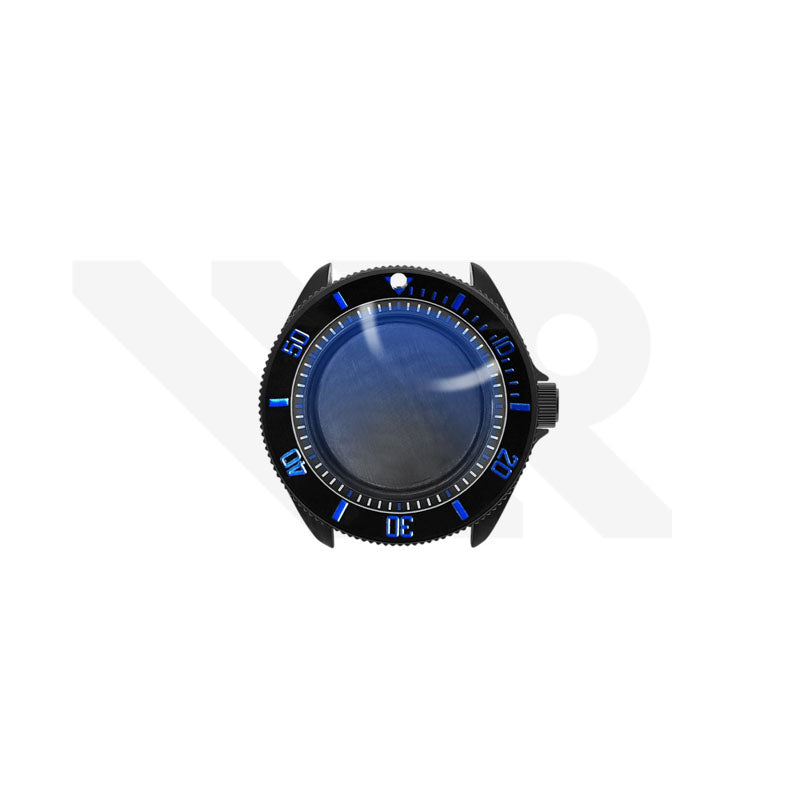Sandblasted Black SKX 3 O'clock Case Set for Seiko Mod: Black Blue Submarine Diver Style