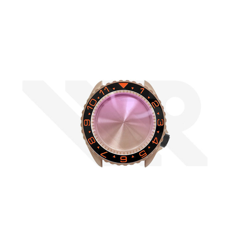 Sandblasted Rose Gold SKX Case Set for Seiko Mod: Two-Tone Dual Time GMT Style