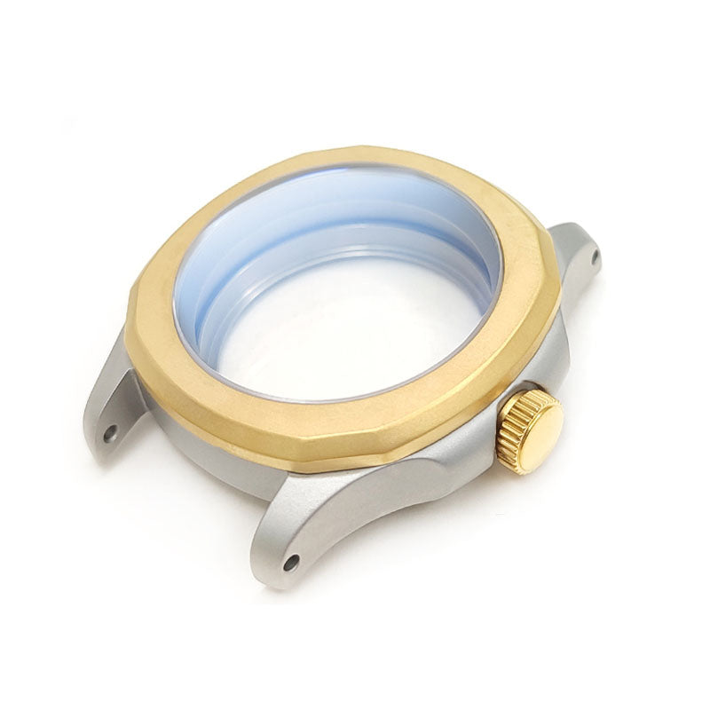 Nautilus Sandblasted Case Set for Seiko Mod: Two-Tone Silver Gold