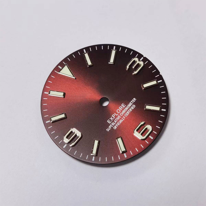 Field Watch Dial for Seiko Mod: Sunburst Wine Red with Silver 369 Indices