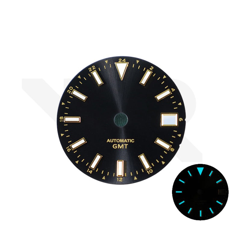 GMT NH34 Sunburst-Zifferblatt für Seiko Mod: Schwarz