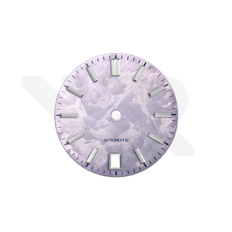 GS Shunbun Style Lavender Rose Dial for Seiko Mod: Silver GS Style Indices with 6h Date Window