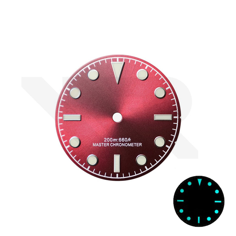 Blackbay Style Diver Dial for Seiko Mod: Sunburst Burgundy No Date