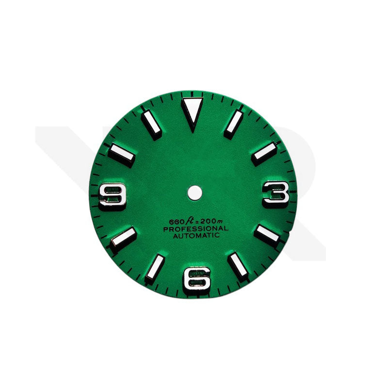 Field Watch Dial for Seiko Mod: Matte Green with Silver 369 Indices