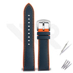 Nylon Silicone Diver Strap for Seiko 5 Street Fighter Prospex Series - Blue Orange