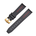 Curved End Silicon Strap for SKX/SRPD - Black (Gold Buckle)