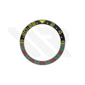 GMT-24 Ceramic Sloped Matte Finished Black-Green Bezel Insert for SKX/SRPD: Yellow-Red