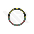 GMT-24 Ceramic Sloped Matte Finished Black-Green Bezel Insert for SKX/SRPD: Yellow-Red