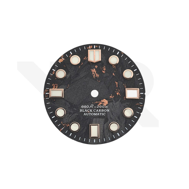 Rose Gold Foil Carbon Fiber Dial for Seiko Mod - Marine Master Style Rose Gold Indices
