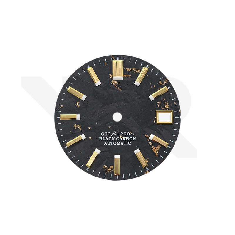 Goldfolien-Zifferblatt aus Kohlefaser für Seiko Mod - GS-Stil Goldindizes