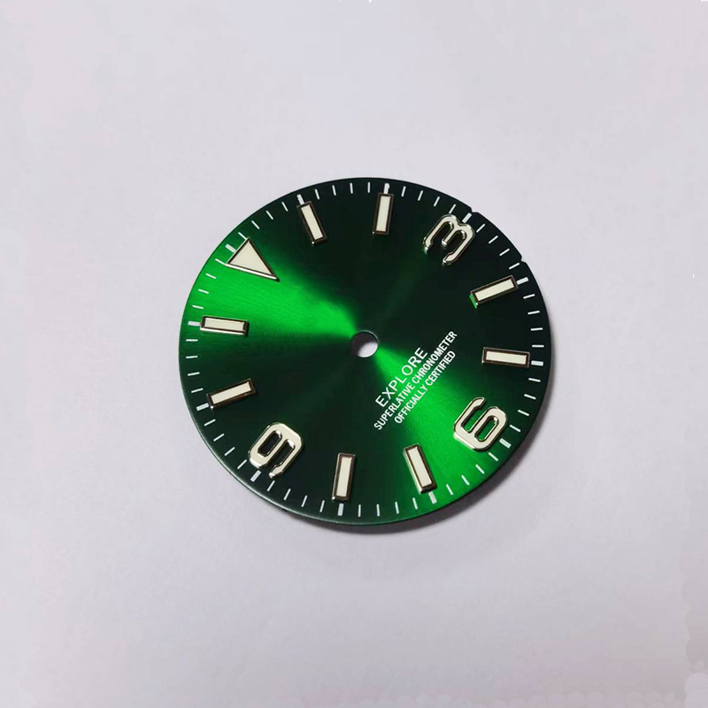 Field Watch Dial for Seiko Mod: Sunburst Green with Silver 369 Indices