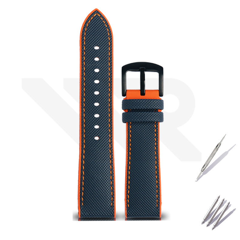 Nylon Silicone Diver Strap for Seiko 5 Street Fighter Prospex Series - Blue Orange