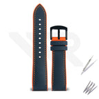 Nylon Silicone Diver Strap for Seiko 5 Street Fighter Prospex Series - Blue Orange