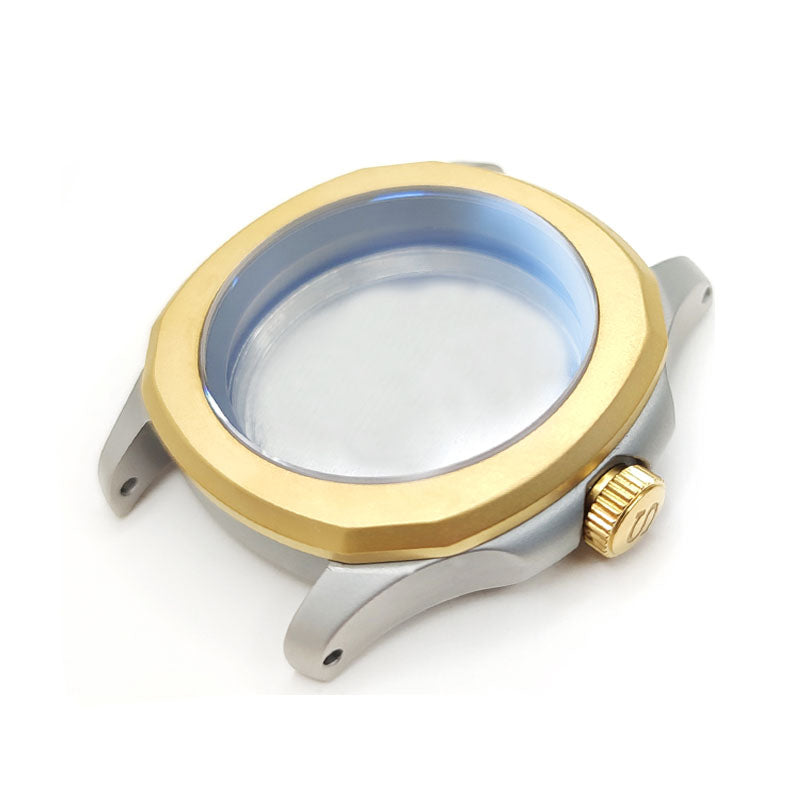 Nautilus Sandblasted Case Set for Seiko Mod: Two-Tone Silver Gold
