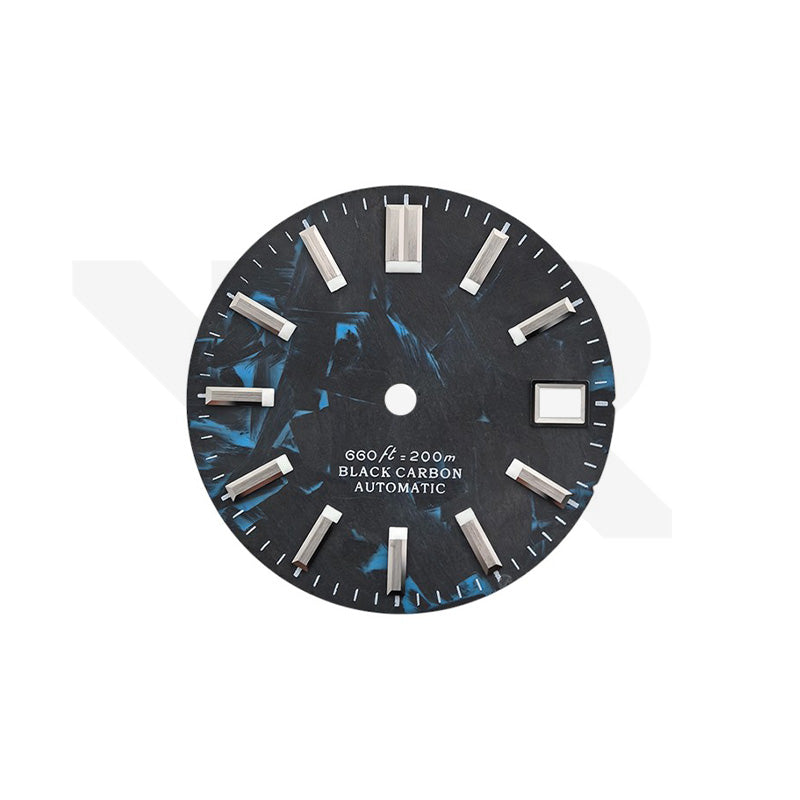 Carbon Fiber Dial for Seiko Mod - GS Style Silver Indices