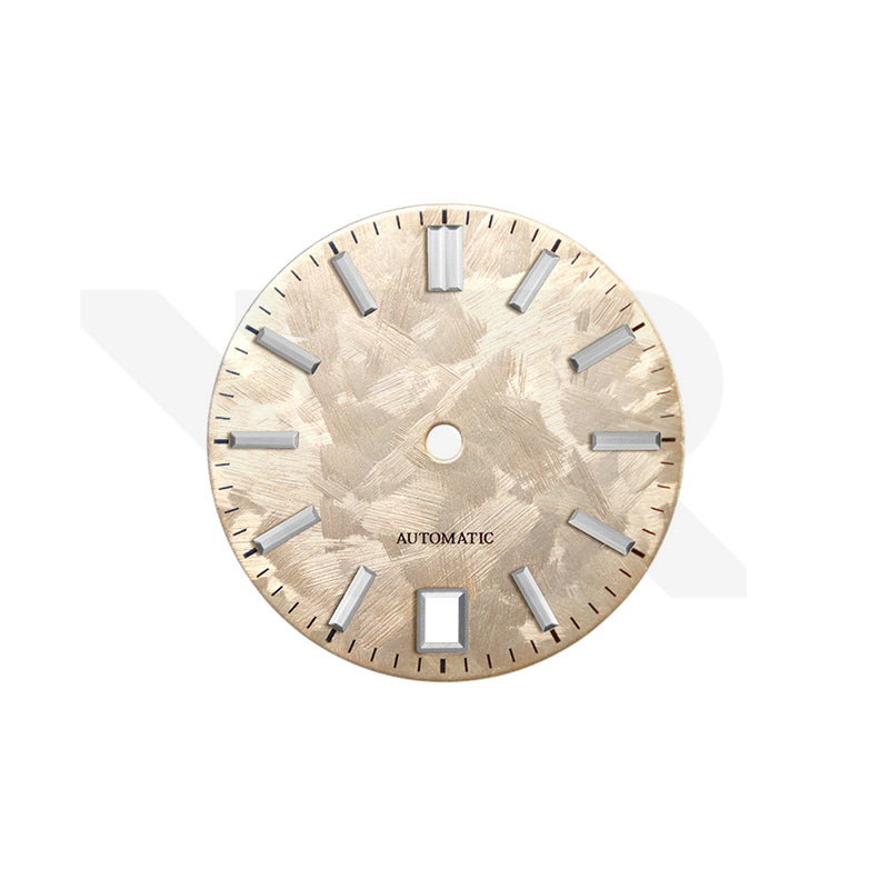 GS Shunbun Style Champagne Gold Dial for Seiko Mod: Silver GS Style Indices with 6h Date Window