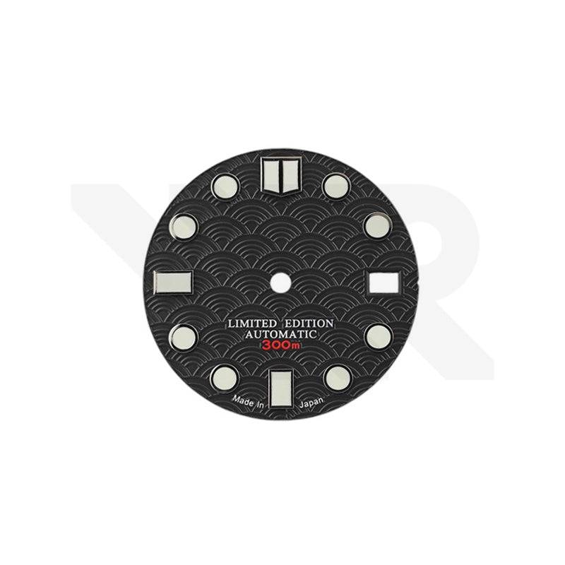 Seigaiha Wave Dial for Seiko Mod - Black/Red