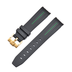 Curved End Silicon Strap for SKX/SRPD - Black (Gold Buckle)