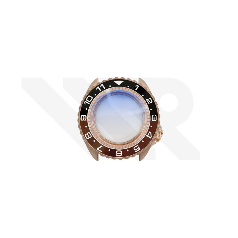 Sandblasted Rose Gold SKX Case Set for Seiko Mod: Root Beer Dual Time GMT Style
