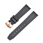 Curved End Silicon Strap for SKX/SRPD - Black (Rose Gold Buckle)