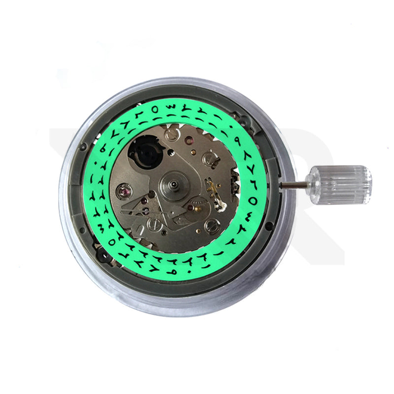 Seiko (SII) NH35A Automatikwerk (Arabische Ziffern, C3 Leuchtmasse, Weiß)