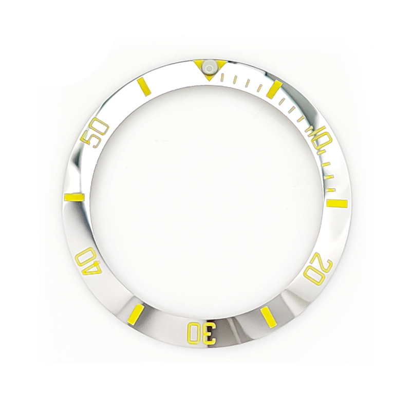 Sub Style Ceramic Sloped Bezel Insert for SKX/SRPD - Silver/Yellow