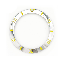 Load image into Gallery viewer, Sub Style Ceramic Sloped Bezel Insert for SKX/SRPD - Silver/Yellow
