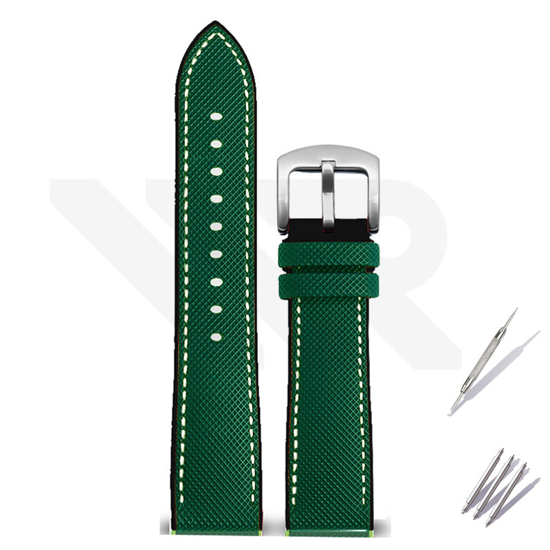 Nylon Silicone Diver Strap for Seiko 5 Street Fighter Prospex Series - Green Black