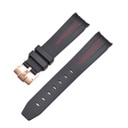 Curved End Silicon Strap for SKX/SRPD - Black (Rose Gold Buckle)