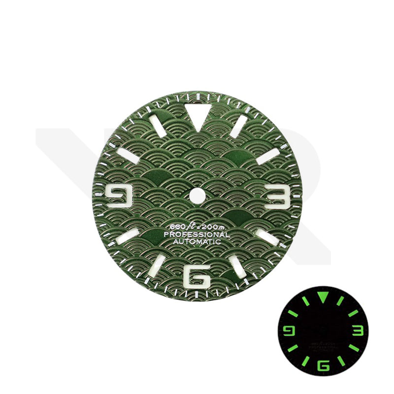 Seigaiha Japanese Wave Dial for Seiko Mod: Green