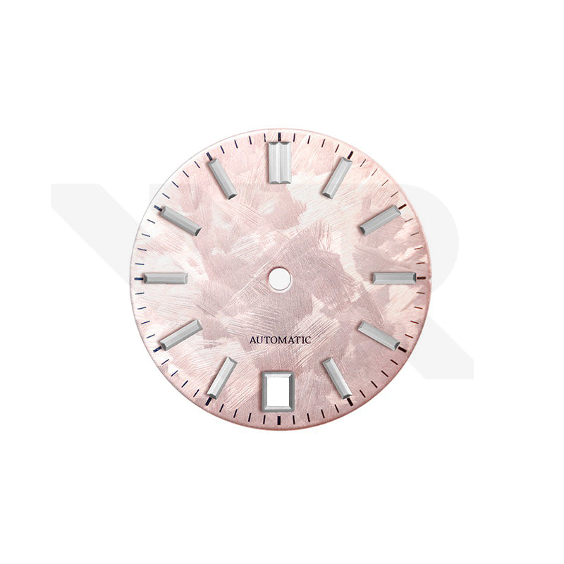 GS Shunbun Style Blossom Pink Dial for Seiko Mod: Silver GS Style Indices with 6h Date Window