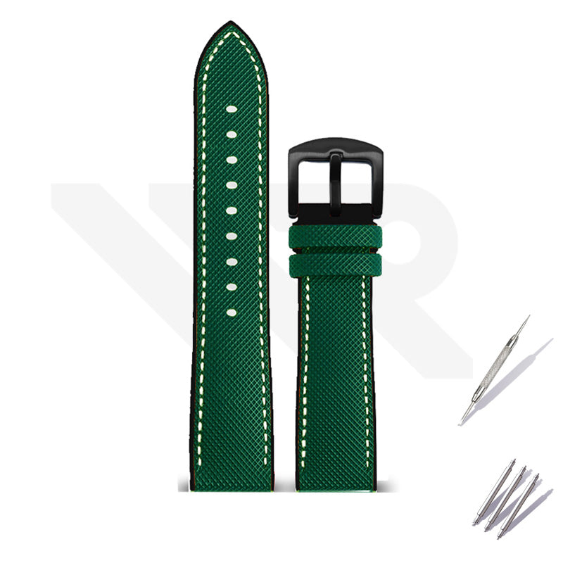 Nylon Silicone Diver Strap for Seiko 5 Street Fighter Prospex Series - Green Black