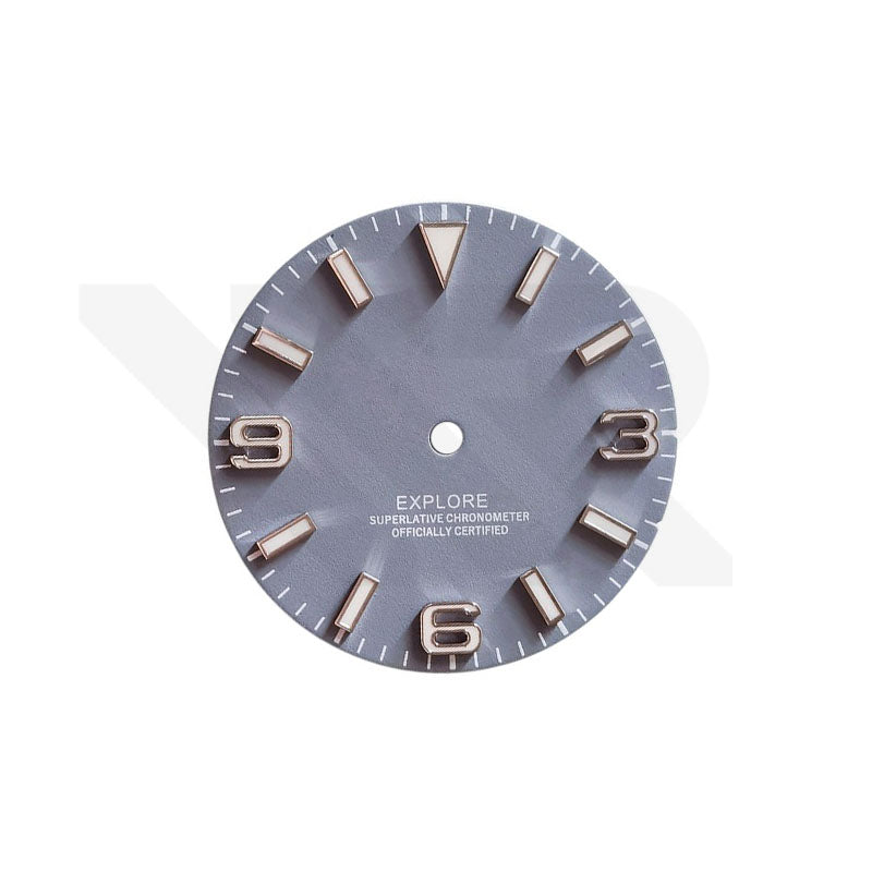 Field Watch Dial for Seiko Mod: Matte Gray with Silver 369 Indices