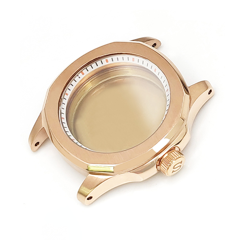 Nautilus Brushed Case Set for Seiko Mod: Rose Gold