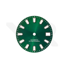 Load image into Gallery viewer, Green Sunburst Dial for Seiko Mod: Silver Trapezoid Indices
