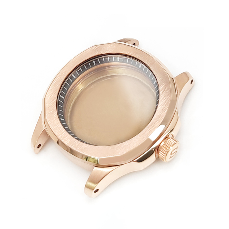 Nautilus Brushed Case Set for Seiko Mod: Rose Gold