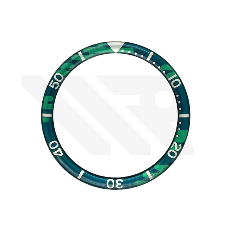 Resin Flat Bezel Insert for SKX/SRPD Seiko Mod: Camouflage Green-Silver