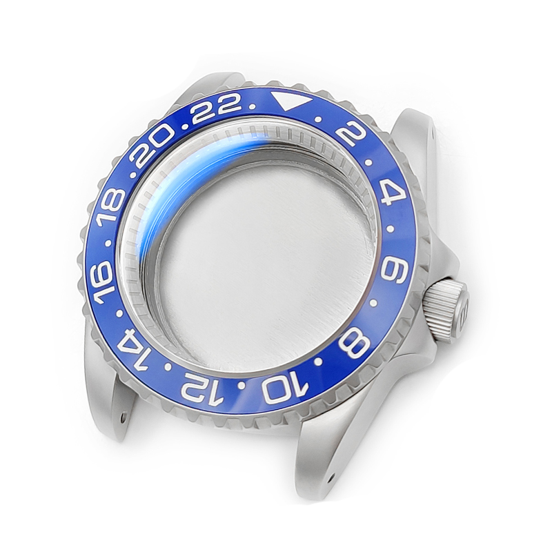 GMT Oyster Style Sandblasted Case Set for Seiko Mod: Silver