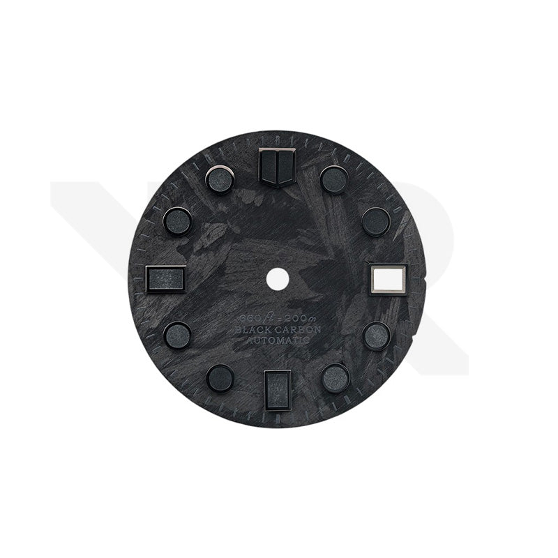 Carbon Fiber Dial for Seiko Mod - Marine Master Style Black Luminous