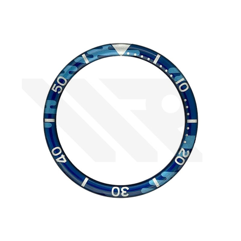 Resin Flat Bezel Insert for SKX/SRPD Seiko Mod: Camouflage Blue-Silver